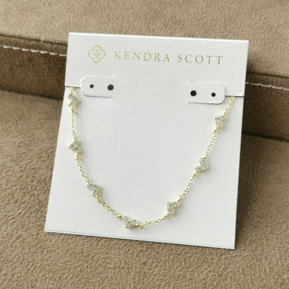 Kendra Scott Jewelry - Kendra Scott Haven Heart Strand Necklace, Gold White Crystal